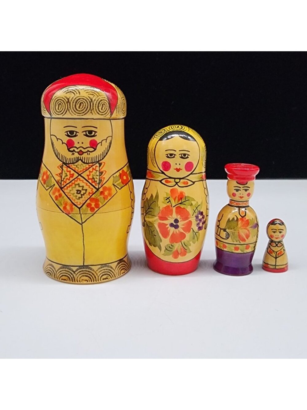 Russian Matryoshka Nesting Dolls Set Of 4 Made In USSR Vintage Hand Painted
